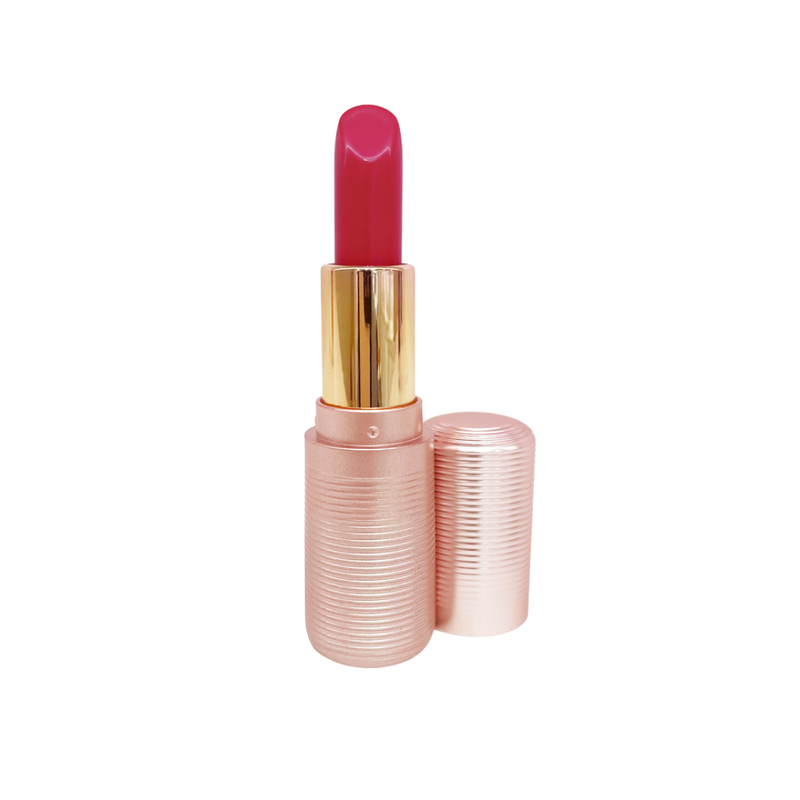 Genius of Love - a wearble neutral fuchsia with muted pink red tone. Fluted rose gold packaging