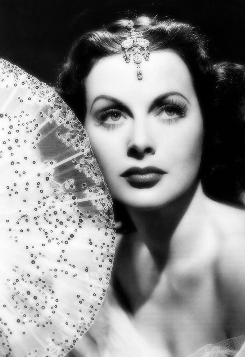 Black and white beauty glamour image of actress Hedy Lamarr
